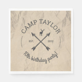 Servilleta De Papel Logo del nombre del campamento Fiesta de cumpleaño