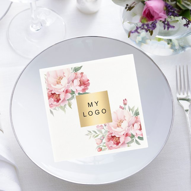 Servilleta De Papel Logo empresarial de florines rosas blanco (Subido por el creador)
