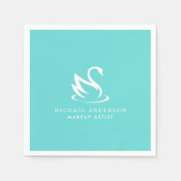 Logo minimalista de cisne blanco sobre el azul del