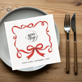 Servilleta De Papel Logo Navidad Bonita Cinta Roja Negocios Marca