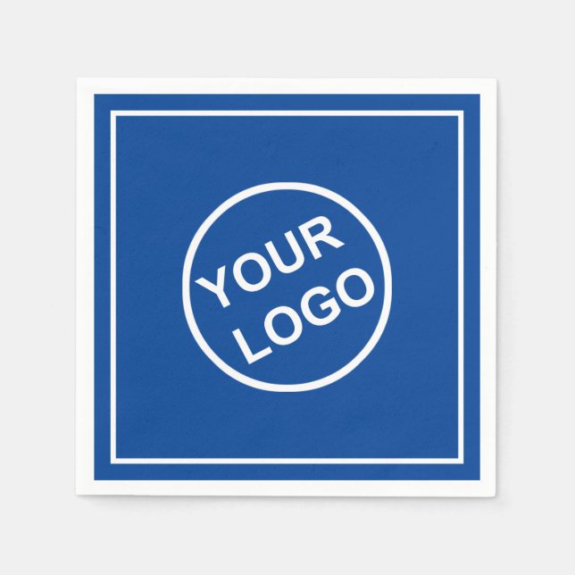 Servilleta De Papel Logo personalizado Papel blanco azul elegante (Anverso)