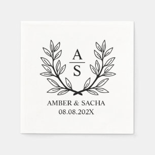 Servilleta De Papel Logotipo Boda Monograma personalizado con correa