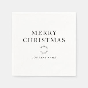 Servilleta De Papel Logotipo corporativo simple Black White Merry Chri