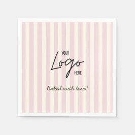 Servilleta De Papel Logotipo de la Panadería Café Cute Stripes Hornead