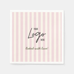 Servilleta De Papel Logotipo de la Panadería Café Cute Stripes Hornead