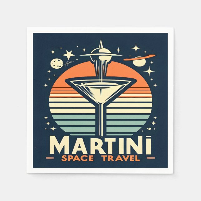 Servilleta De Papel Logotipo de martini Space Travel Lift Off (Anverso)
