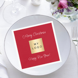 Servilleta De Papel Logotipo de negocio rojo Navidad