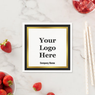 Servilleta De Papel Logotipo de nombre de negocio Blanco negro y elega