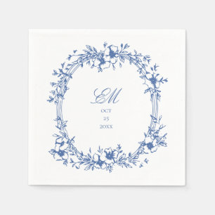 Servilleta De Papel Logotipo del Boda del Monograma Chino Botánico Esc