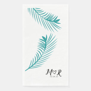 Servilleta De Papel Logotipo del Boda Palm Tropical Leaf Leaf