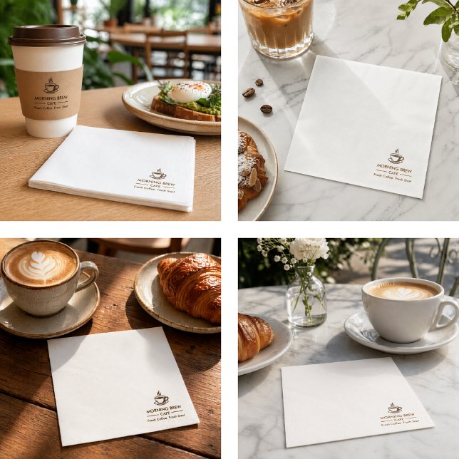 Servilleta De Papel Logotipo Empresarial Personalizado Cafetería Resta (Custom Business Logo Cafe Restaurant Branding Napkins)