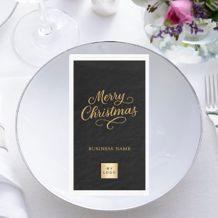 Servilleta De Papel logotipo negro de oro de Navidad para negocios