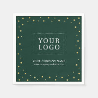 Logotipo promocional de confeti verde y dorado par