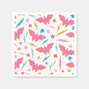 Servilleta De Papel Logotipo rosa de Wonder Woman y patrón de relámpag
