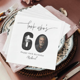 Servilleta De Papel Look Who’s 60 Custom Photo Birthday Party Napkins