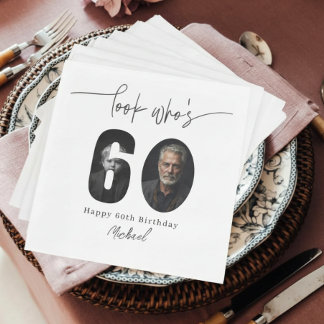 Servilleta De Papel Look Who’s 60 Custom Photo Birthday Party Napkins