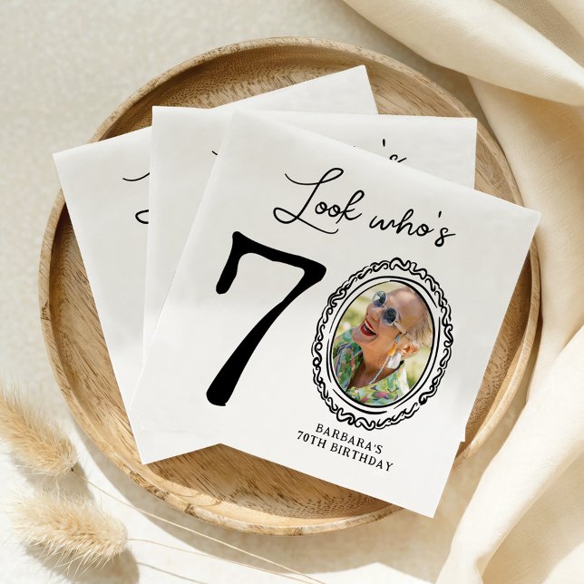 Servilleta De Papel Look Who's Setenta Photo 70th Birthday (Subido por el creador)