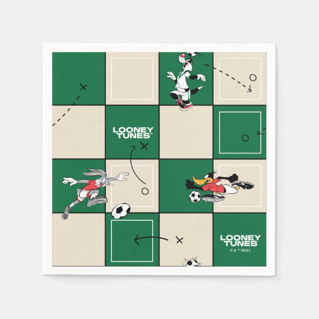 Servilleta De Papel LOONEY TUNES™ Soccer Grid Pattern (Anverso)