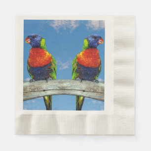 Servilleta De Papel Lorikeets arcoiris colgados en una rama