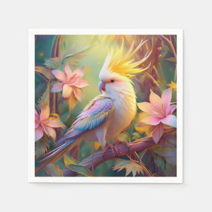 Servilleta De Papel Loro Cacatúa Ala Irisada Ave Fantasía