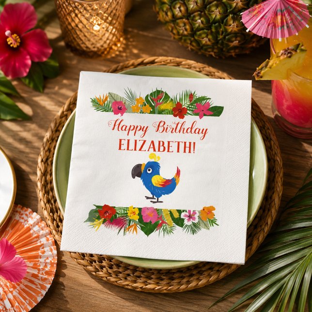 Servilleta De Papel Loro Cumpleaños Tropical (Subido por el creador)