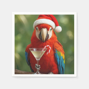 Servilleta De Papel Loro de Navidad sosteniendo un cóctel