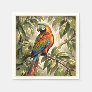 Servilleta De Papel Loro pájaro en dibujo de árbol