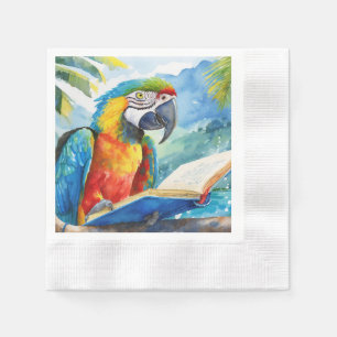 Servilleta De Papel Loro Sobrio Leyendo Gran Libro de Recuperación