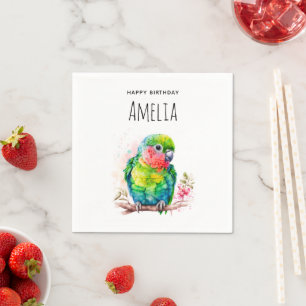 Servilleta De Papel Loro verde - Ave bebé lindo Cumpleaños