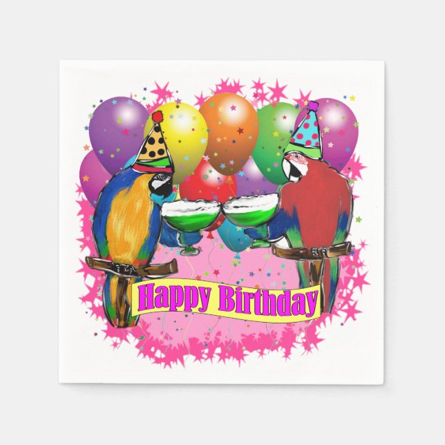 SERVILLETA DE PAPEL LOROS DE CUMPLEAÑOS (Anverso)