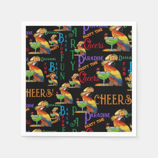 Servilleta De Papel Loros de Fiesta (Anverso)