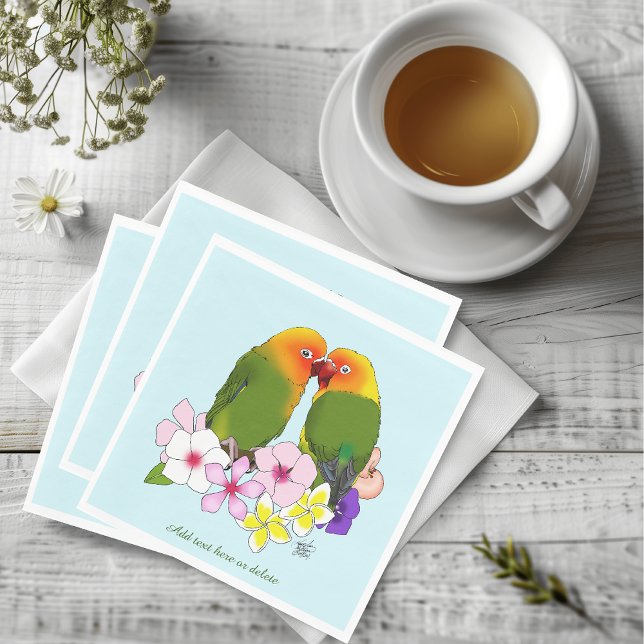 Servilleta De Papel Loros Lindos Flores Tropicales Pájaro Romántico (Subido por el creador)