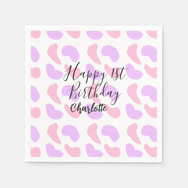 Servilleta De Papel Los abstractos púrpura rosa forman un feliz primer (Anverso)