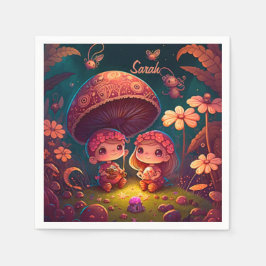 Servilleta De Papel Los adorables elfos juegan bajo hongos