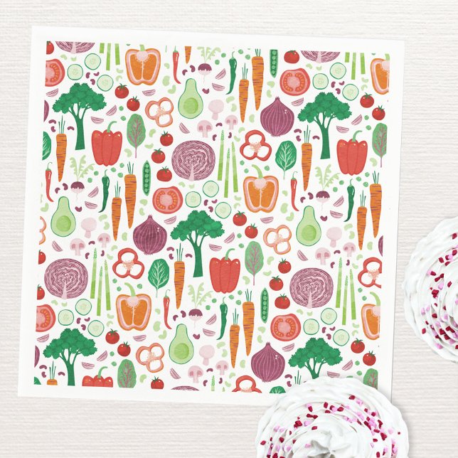 Servilleta De Papel Los agricultores comercializan hortalizas cultivad (Vegetable pattern Farmers Market Locally Grown party paper napkins)