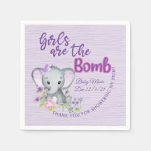 Los chicas son la ducha de bebé BOMB Purple elefan