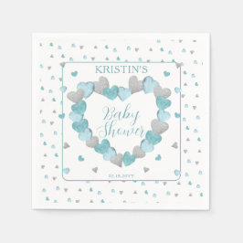 Servilleta De Papel Los Corazones Azules Eran Un Pequeño Baby Shower Q