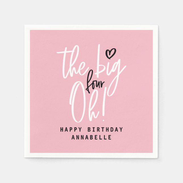 Servilleta De Papel ¡Los cuatro grandes, oh! 40 años decoración fiesta (Anverso)