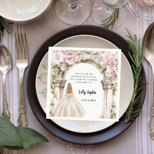 Servilleta De Papel Los florines rosados en arco de vestir cumpleaños