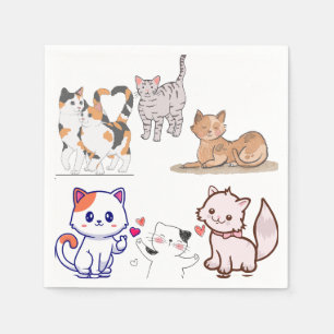 Servilleta De Papel Los gatos Personalizados bonitos enamorados   Ilus