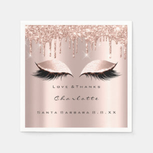 Servilleta De Papel Los goteos subiós los ojos del purpurina del oro