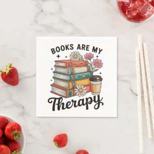 Servilleta De Papel Los libros son mi terapia floral retro amante de l