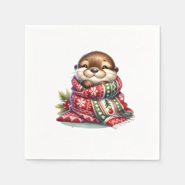 Servilleta De Papel Los Navidades en una bufanda (Anverso)