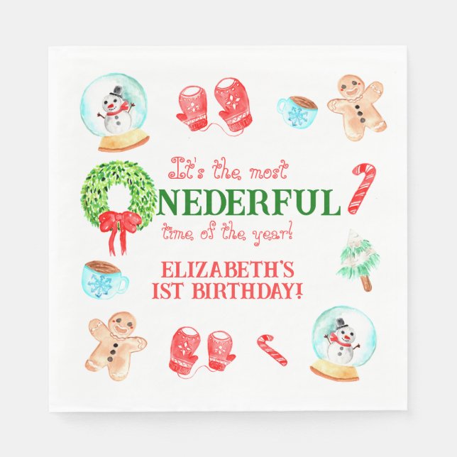 Servilleta De Papel Los Navidades más extraños son el primer cumpleaño (Anverso)