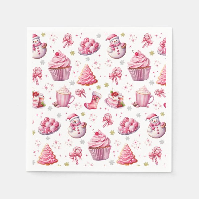 Servilleta De Papel Los Navidades rosados se burlan de los dulces (Anverso)