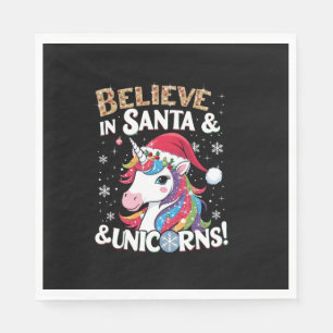 Servilleta De Papel ¡Los navidades Unicornios creen en Santa y Unicorn