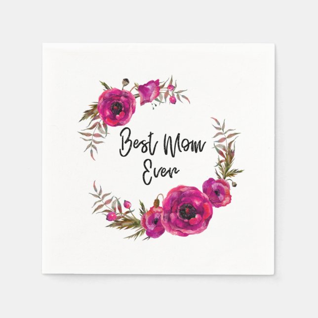 Servilleta De Papel Los Papeles Florales De Fuchsia Rosa Eran La Mejor (Anverso)