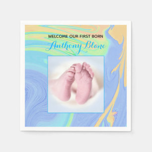 Servilleta De Papel Los pasteles y el "sorbo azul y ven" con la foto