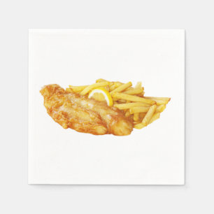 Servilleta De Papel Los "pescado frito con patatas fritas" diseñan la