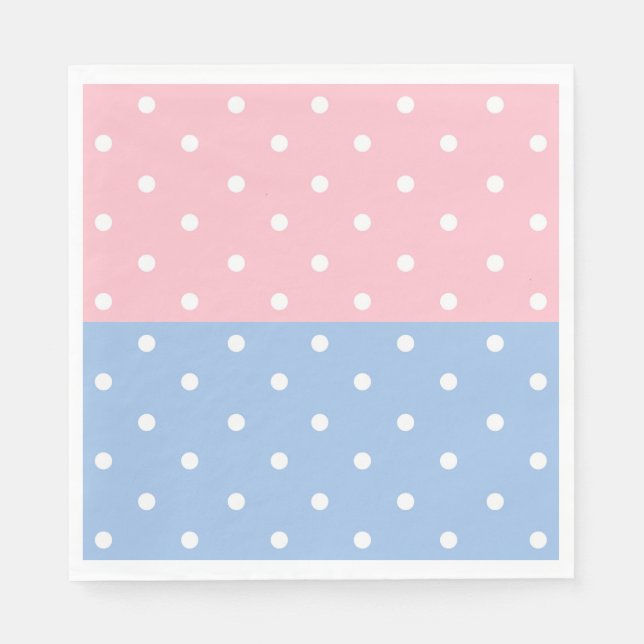 Servilleta De Papel Los puntos de polka rosados y azules (Anverso)